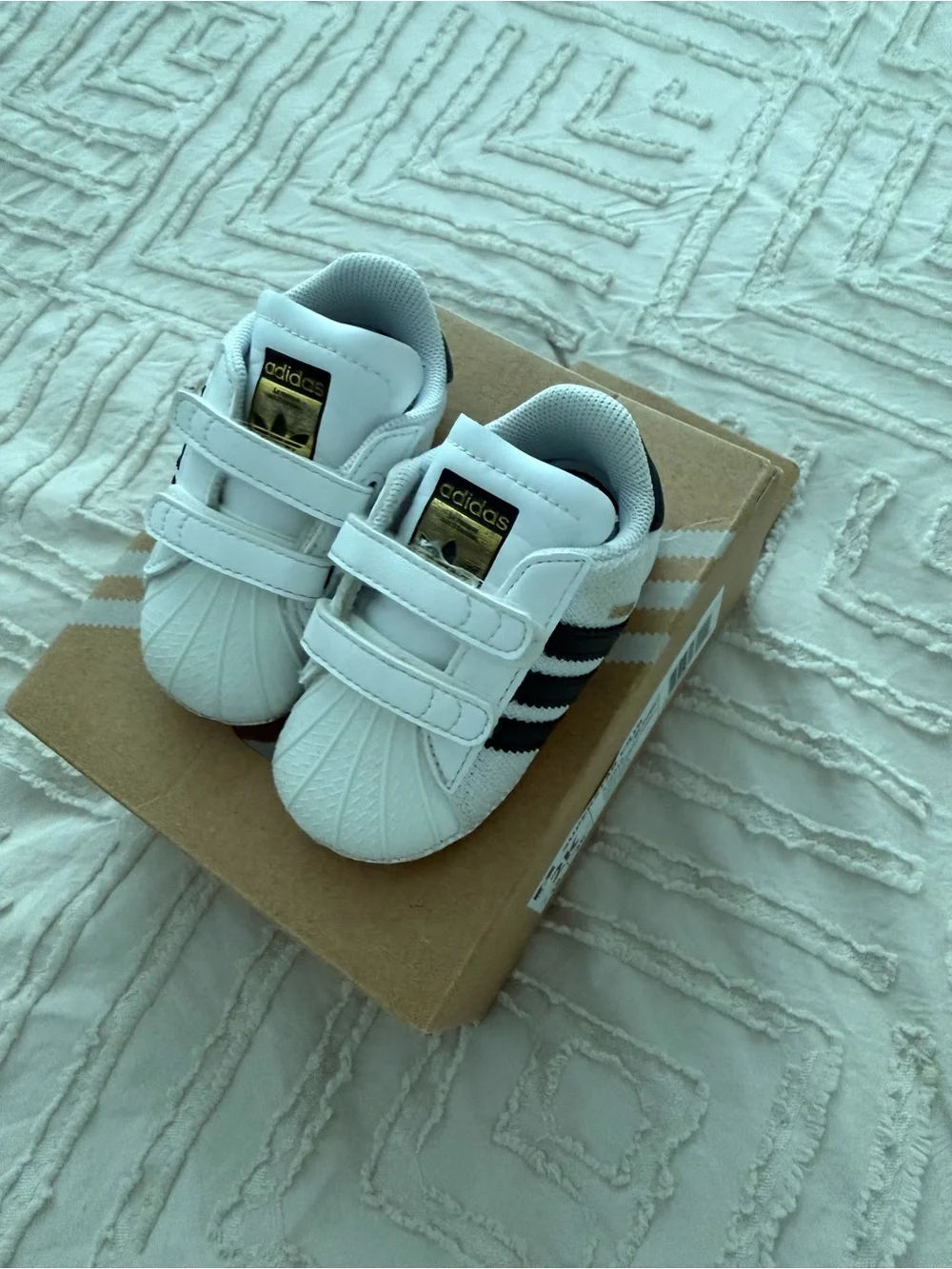 adidas Baby Superstar Crib Shoes in White and Black